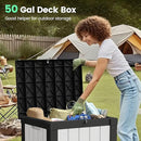 50 Gallon Storage Box, Waterproof Deck Box for Indoor & Outdoor Use, Lockable Pool Storage Bin for Package Delivery, Outdoor Bench for Patio Cushions, Garden Tools, Backyard, Black & White by GreenHaven Gardens