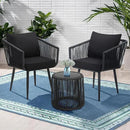 Kromax 3 Pieces Patio Rattan Bistro Conversation Set, Outdoor All-Weather Wicker Furniture Chairs and Side Table Set Ideal for Balcony, Porch and Backyard, Black by CozyNest Decor