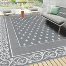 Pauwer Waterproof Outdoor Rug 8x10, Reversible Plastic Straw Patio Camping Rug, Indoor Outdoor RV Mat Carpet for Deck, Camper, Porch, Balcony, Backyard, Picnic, Bordered Grey by GreenHaven Gardens
