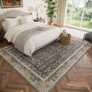 Washable 5x7 Area Rugs for Living Room, Boho Non-Slip Silicone Backing Rugs for Bedroom Dining Room Nursery Office, 0.3" Neutral Oriental Throw Carpet with 0.16" Cushioning Pad, Black/Multi by TinyTreasures Baby Boutique