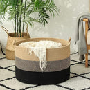 KAKAMAY Large Blanket Basket (20"x13"),Woven Rope Baskets for storage Baby Laundry Hamper, Cotton Rope Blanket Basket for Living Room, Laundry, Nursery, Pillows,Baby Toy chest (Jute/Black) by GreenHaven Gardens