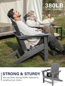 KINGYES HDPE Adirondack Chair Set of 4, Classic Oversize Adirondack Chair, Grey by GreenHaven Gardens