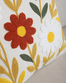 Throw Pillow Cover with Sunflower Embroidery – 18x18 inch Handmade Punch Needle Cushion – 100% Cotton Decorative Pillow for Couch, Bed or Living Room – Boho Floral Home Decor by CozyNest Decor
