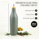 kitchentoolz Olive Oil Stoneware Dispenser Bottle, Ceramic 16 Oz Container for EVOO or Vinegar Kitchen Counter, Pewter Gray by CozyNest Decor
