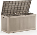 102 Gallon Outdoor Storage Box Waterproof, UV Resistant Resin Deck Box with Hydraulic Rod, Lockable Design and Enhanced Durability for Patio, Garden, and Poolside Use by CozyNest Decor