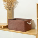 TheWarmHome Decorative Basket Rectangular Fabric Storage Bin Organizer Basket with Handles for Clothes Storage (Brown,Large-3Pack,15.7L*11.8W*8.3H) by TinyTreasures Baby Boutique