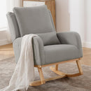 Rocking Chair Nursery, Upholstered Fabric Nursing Rocking Chairs with Lumbar Pillow, Modern Nursery Glider Rocker Morden Accent Rocking Chair for Mom Nursery, Living Room, Bedroom, Grey by TinyTreasures Baby Boutique