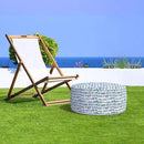LVTXIII Outdoor Inflatable Ottoman Stool, Patio Water Repellent Footrest Stool with Handle, Portable Outside Round Ottoman for Patio Garden, Camping or Home Use, 21"x21"x9", Blue Pebble by CozyNest Decor