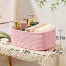 Small Storage Baskets for Organizing | Closet Organizer Bins | Shelf Toy Basket | Woven Rope Baskets | Cube Decorative Box | Shallow Basket | 13x8.5x5.1” | 4 Packs Light Pink by GreenHaven Gardens