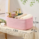 Small Storage Baskets for Organizing | Closet Organizer Bins | Shelf Toy Basket | Woven Rope Baskets | Cube Decorative Box | Shallow Basket | 13x8.5x5.1” | 4 Packs Light Pink by CozyNest Decor