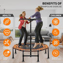 CLORIS 38in/48in Folding Trampoline - Max Load 220lbs / 450lbs Mini Trampoline Rebounder Trampoline for Adults with Adjustable Foam Handle, with safty Padded Cover Best Gift for Kids/Adult by TinyTreasures Baby Boutique
