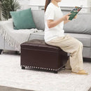 Joveco Leather Storage Ottoman with 360° Wheels 24" Rolling Foot Rest Bench Rectangle Ottomans Stool for Living Room Bedroom (Brown, Wheels) by CozyNest Decor