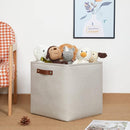 DULLEMELO Storage Bins, 4 Pack Of 13x13x13 Decorative Storage Cube Bins Suit Office, Home, Shelves And Closet, Cube Storage Bin with Leather handle(4 Pack - 13" Beige) by TinyTreasures Baby Boutique