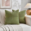 Fancy Homi 2 Packs Moss Green Decorative Throw Pillow Covers 18x18 Inch for Living Room Couch Bed Sofa, Farmhouse Boho Home Decor, Soft Corss Corduroy Patchwork Textured Square Cushion Case 45x45 cm by CozyNest Decor