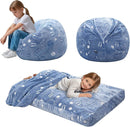 COMAX Kids Bean Bag Chair Turn into Beanbag Bed, Unicorn Toddler Bean Chair for Girl Boy Sleeping, Lazy Children Sofa Couch with Filler, Convertible Child Floor Mattress, Glowing Space by TinyTreasures Baby Boutique
