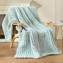 Esterra Chunky Knit Blanket Throw 50"x60", 100% Hand Knitted Chenille Throw Blanket, Cozy Soft Thick Cable Knit Throw Large Rope Knot Crochet Throw Blanket for Sofa Couch Bed, Sky Blue by CozyNest Decor