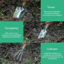 LeMotech Garden Tool Set, 3Pcs Stainless Steel Heavy Duty Gardening Kit Including Trowel Transplanter Cultivator Gardening Hand Tools with Beech Handle, Planting Tool for Women Men by GreenHaven Gardens