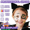 Face Painting Kit for Kids with 24Colors, Rainbow Cakes, Stencils, Gem Stickers, Glitter, Brushes, Temporary Tattoos – Non-Toxic Washable Face Paint for Halloween, Birthday Party, School Events by TinyTreasures Baby Boutique