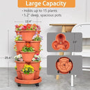 VECELO 5 Tier Vertical Garden Planter, Self Watering Stackable Planters with Wheels for Strawberries, Herbs, Flowers, Vegetables, Red by CozyNest Decor
