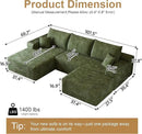 108" Sectional Couches for Living Room Modern Modular Sofa with L-Shape Couchs Upholstered Boneless Couch Deep Seat Sectional Couch with Chaise (Green, Left Facing Chaise+2Seaters+1Ottoman) by CozyNest Decor