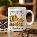Hyturtle Personalized Bee Gnomes Mug - Bee Keeper Gifts For Women - Honeybee Gifts For Gnomes Lover - Animals Present For Lover - Teacher Appreciation Present - Custom Coffee Cup Ceramic Mug 11 15 Oz by CozyNest Decor