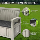 EconoHome 2 Seat Outdoor Storage Bench with Rain Cover - 60 Gallon Capacity - Weatherproof Resin Bench for Patio, Porch, Garden, Yard, Pool Area - Furniture for Pool Accessories, Gardening Tools by CozyNest Decor