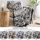 CASAAGUSTO Boho Throw Blanket - Black and White Decorative Blankets with Tassel, Printed Flannel Bohemian Blanket for Chair, Bed, Sofa, Couch(50 * 60, Black and White) by CozyNest Decor