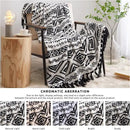 CASAAGUSTO Boho Throw Blanket - Black and White Decorative Blankets with Tassel, Printed Flannel Bohemian Blanket for Chair, Bed, Sofa, Couch(60 * 80, Black and White) by CozyNest Decor