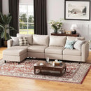 118.5" Faux Leather Modular Sectional Sofa, L Shaped Couch Set for Living Room, 5-Seater Comfy Cloud Couches with Movable Storage Ottoman,DIY Combination - Whitesand by CozyNest Decor