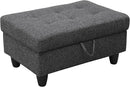 Ottoman Rectangular Storage Ottoman Bench, Flannel Footrest Stool Footstool with Lid for Living Room, Bedroom, Entryway, Black Gray, 35"x23.5"x17.5" by CozyNest Decor