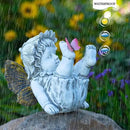 Garden Fairy Outdoor Solar Decor, Resin Ornaments for Patio Lawn Yard Porch, Playful Garden Flower Fairy Statues for Outside Angel Gifts, 7.91 Inches Tall by GreenHaven Gardens