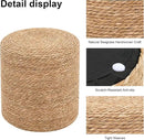 Pouf Ottomans, Handwoven Natural Straw Footstool, Round Braided Outdoor Patio Stool with Wood Frame, Boho Decor Accent Seat Balcony, or Garden (Natural) by CozyNest Decor