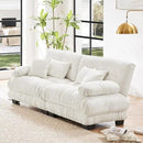 Loveseat Modular Sectional Sofa, Cloud Couch 2 Seater Sectional Couch Home Sofa Living Room Oversized Couch, Modern Deep Seat Couch with Chaise with Round Bolster Armrests 4 Pillows(White) by CozyNest Decor