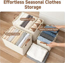 StorageWorks Storage Bins, Shelves Baskets for Organizing, Large Fabric Closet Organizers with Handles, Metal Frame, Beige（Texture）, 2-Pack by CozyNest Decor