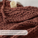 Chunky Knit Blanket Throw, 100% Hand Knit Throw Blanket Handmade Chenille Cable Knit Throw for Couch, Stylish Cozy Soft Rope Knot Crochet Blanket for Home Decor, Copper Brown, 50x60 Inches by CozyNest Decor