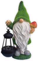 Solar Gnomes Garden Statues,Resin Gnome Figurine Holding Mushroom and Solar Lights Lantern,Outdoor Yard Art Decorations for Garden Patio Lawn by CozyNest Decor