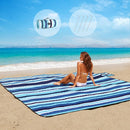 ZAZE Beach Blanket Picnic Blankets with Stakes, Thick 3-Layer 80*80 Oversized Waterproof Sandproof Compact Outdoor Mat, Big Extra Large Foldable Camping Park Vacation Travel Accessories(Blue Stripe) by TinyTreasures Baby Boutique