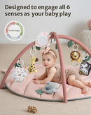 Blissful Diary Baby Play Gym & Activity Mat, Oversize Leaf Shaped Tummy Time Baby Play Mat w 6 Detachable Toys Promotes Motor Skills & Sensory Development, Newborn Infant Essentials Gift, Crystal Pink by TinyTreasures Baby Boutique