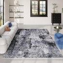 4x6 Rug Washable Boho Soft Area Rug Abstract Pattern Non-Slip Faux Wool Vintage Rug for Living Room, Bedroom Rug, Farmhouse, Dining Room, Kids Playroom, Grey and Black by TinyTreasures Baby Boutique