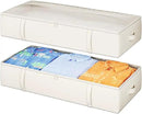 2-Pack Under Bed Storage Containers, 8 Inches Tall Underbed Clothes Storage Organizer Bin with Sturdy Sidewalls/Bottom, Under the Bed Storage Bags 2 Storage Bins, Beige by CozyNest Decor