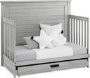 Delta Children Simmons Kids Caden 6-in-1 Convertible Crib with Trundle Drawer, Greenguard Gold Certified, Rustic Mist by TinyTreasures Baby Boutique