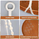 SUREAM Macrame Plant Shelf Hangers, Large Hanging Baskets for Plants with Flower CutOuts and Handmade Cotton, Indoor Outdoor Plant Hangers with Wood Tray for Garden Home Decor - No Plant/Pot Included by GreenHaven Gardens