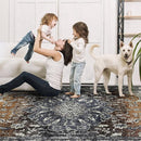 9x12 Area Rug Living Room Rugs, Stain Resistant Washable Rug, Vintage Large Non-Slip Backing, Low Pile Lightweight Print Rug for Bedroom Dinning Room Home Office (Tan/Gray) by TinyTreasures Baby Boutique