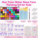 Professional Face Painting Kit for Kids and Adults – 54 Color Water Activated Cosplay Makeup Kit, Non-Toxic Body Paint with Stencils, Gems, Brushes– for Halloween FX, Bday Parties, School Event by TinyTreasures Baby Boutique