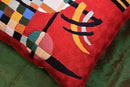 Modern Throw Pillow Cover - Kandinsky Inspired Abstract Pattern - Red - 18" x 18" - Hand Embroidered Wool - Living Room, Office, Bedroom, Outdoor by CozyNest Decor