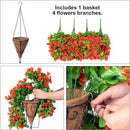 Artificial Hanging Flowers in 12 inch Basket, Fake Fall Plant Silk Orchid Flower Arrangement with Coconut Lining Pot Planter for Patio Garden Porch Deck Summer Autumn Decorationr(Orange) by GreenHaven Gardens