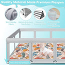 74" ×50" Large Baby Playpen, Baby Playard for Babies and Toddlers, Play Pens for Indoor & Outdoor, Sturdy Safety Play Yard with Soft Breathable Mesh, Anti-Fall, Grey (with MAT) by TinyTreasures Baby Boutique