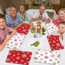 Christmas Placemats Set of 6 Christmas Red and White Snowflake Plastic Table Mats Winter Place Mats Washable Seasonal Xmas Winter Holiday Table Decoration for Indoor Outdoor Party Kitchen Dining by CozyNest Decor