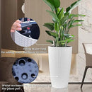 2Pack 22" High Modern Plant Pots Planter-Self-Watering Indoor/Outdoor Planting with Drain Holes, Water Level Monitor, Inner Bucket for Front Porch Patio, White Rattan Conical by CozyNest Decor