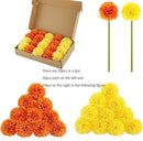 Kimura's Cabin 20Pcs Fake Silk Ball Flowers Artificial Chrysanthemum Faux Mums Bouquets Wedding Arrangements Halloween Home Table DIY Center Decoration (Orange Yellow) by CozyNest Decor